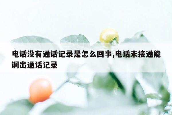 电话没有通话记录是怎么回事,电话未接通能调出通话记录