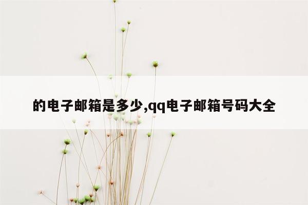 的电子邮箱是多少,qq电子邮箱号码大全