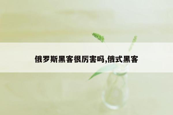 俄罗斯黑客很厉害吗,俄式黑客