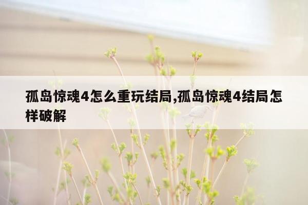 孤岛惊魂4怎么重玩结局,孤岛惊魂4结局怎样破解