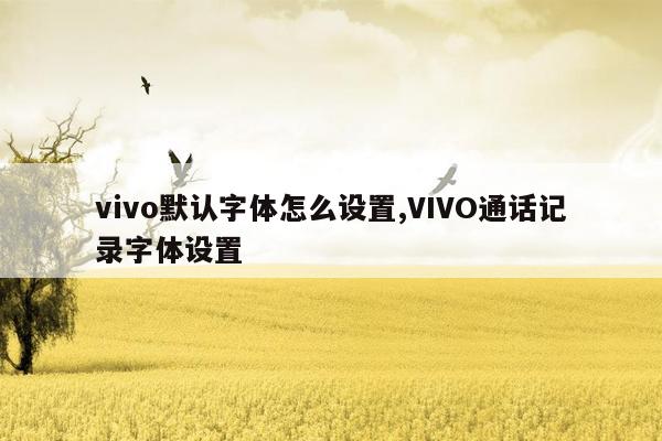 vivo默认字体怎么设置,VIVO通话记录字体设置