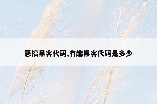 恶搞黑客代码,有趣黑客代码是多少