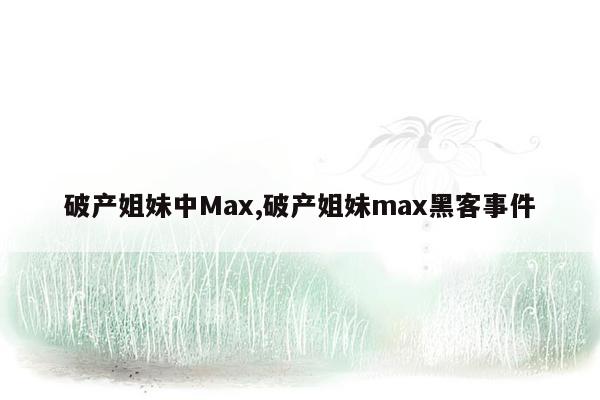 破产姐妹中Max,破产姐妹max黑客事件