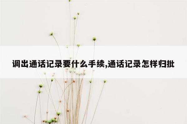 调出通话记录要什么手续,通话记录怎样归批