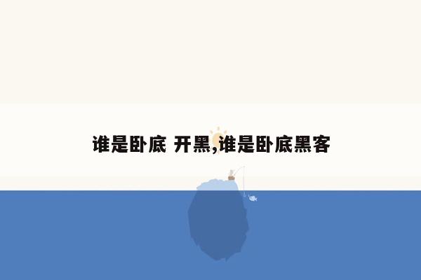 谁是卧底 开黑,谁是卧底黑客