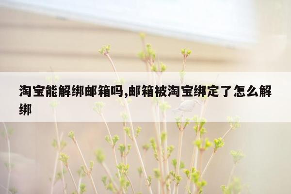 淘宝能解绑邮箱吗,邮箱被淘宝绑定了怎么解绑