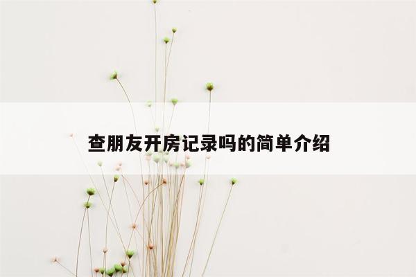 查朋友开房记录吗的简单介绍