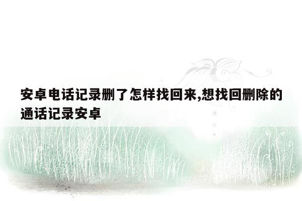 安卓电话记录删了怎样找回来,想找回删除的通话记录安卓