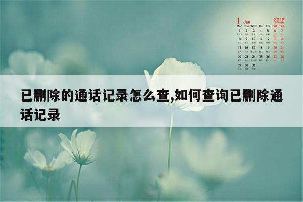 已删除的通话记录怎么查,如何查询已删除通话记录