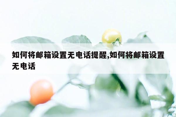 如何将邮箱设置无电话提醒,如何将邮箱设置无电话