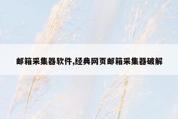 邮箱采集器软件,经典网页邮箱采集器破解