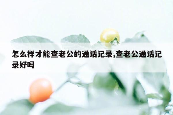 怎么样才能查老公的通话记录,查老公通话记录好吗