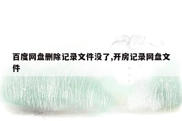 百度网盘删除记录文件没了,开房记录网盘文件