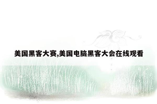 美国黑客大赛,美国电脑黑客大会在线观看