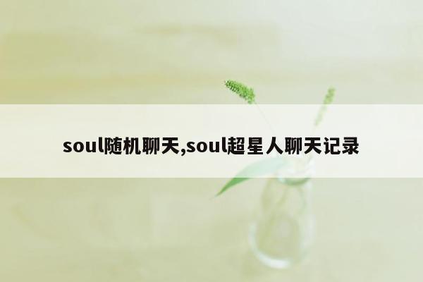 soul随机聊天,soul超星人聊天记录