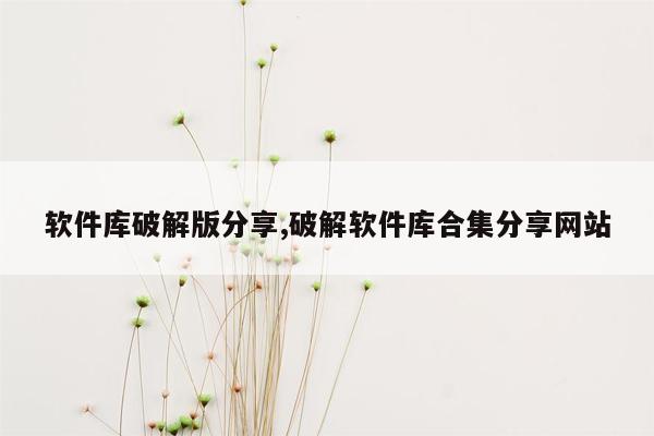 软件库破解版分享,破解软件库合集分享网站