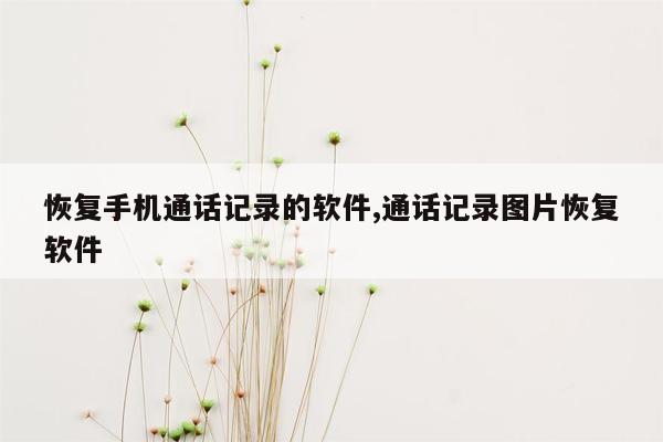 恢复手机通话记录的软件,通话记录图片恢复软件