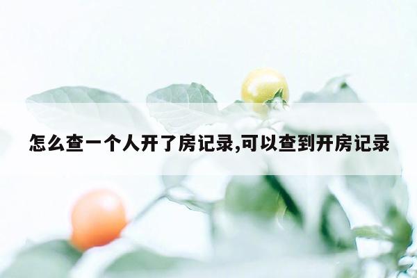 怎么查一个人开了房记录,可以查到开房记录