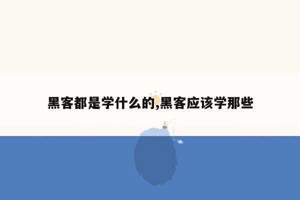 黑客都是学什么的,黑客应该学那些