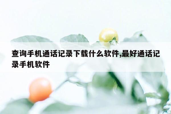 查询手机通话记录下载什么软件,最好通话记录手机软件