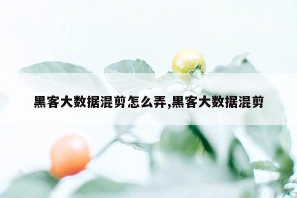 黑客大数据混剪怎么弄,黑客大数据混剪