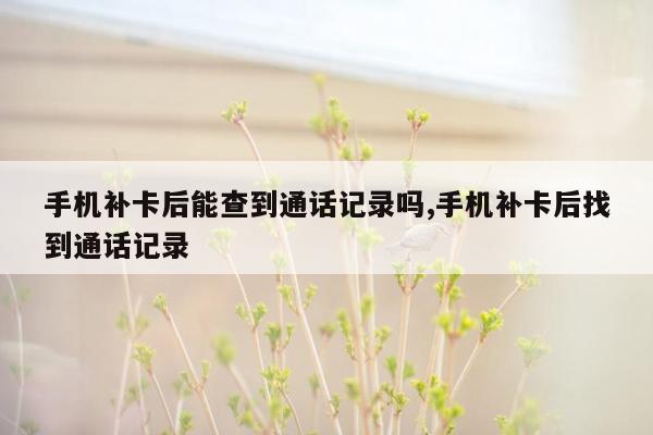 手机补卡后能查到通话记录吗,手机补卡后找到通话记录