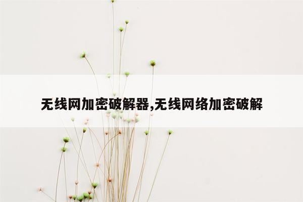 无线网加密破解器,无线网络加密破解