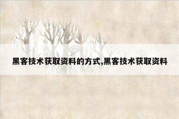 黑客技术获取资料的方式,黑客技术获取资料