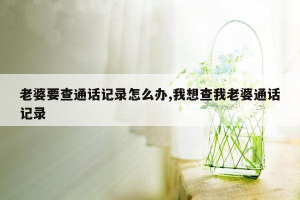 老婆要查通话记录怎么办,我想查我老婆通话记录