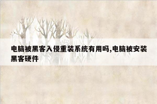 电脑被黑客入侵重装系统有用吗,电脑被安装黑客硬件