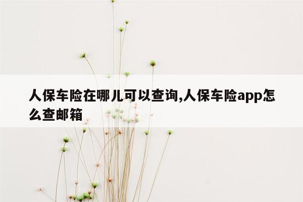 人保车险在哪儿可以查询,人保车险app怎么查邮箱