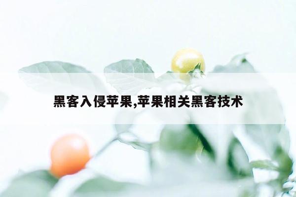 黑客入侵苹果,苹果相关黑客技术