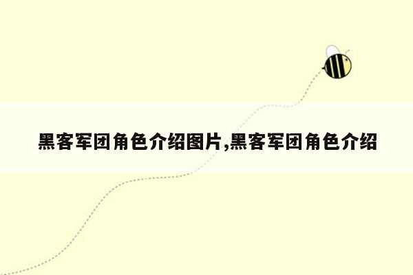 黑客军团角色介绍图片,黑客军团角色介绍