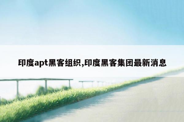 印度apt黑客组织,印度黑客集团最新消息