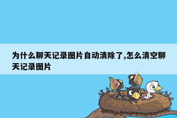 为什么聊天记录图片自动清除了,怎么清空聊天记录图片