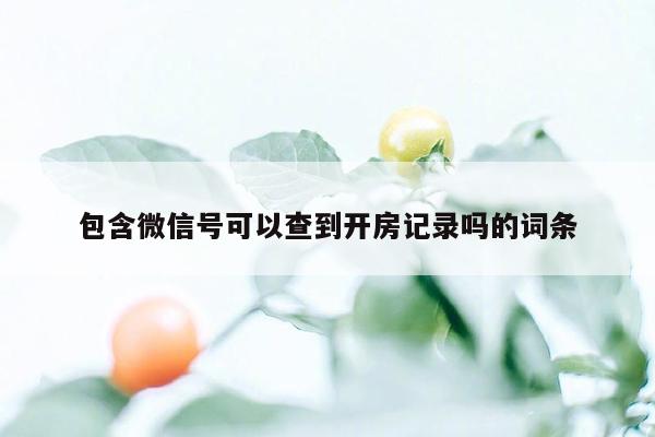 包含微信号可以查到开房记录吗的词条