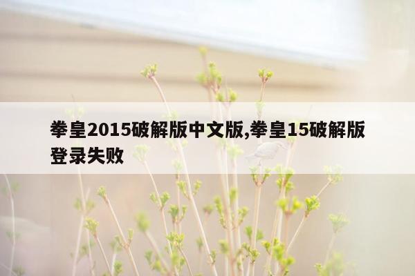 拳皇2015破解版中文版,拳皇15破解版登录失败