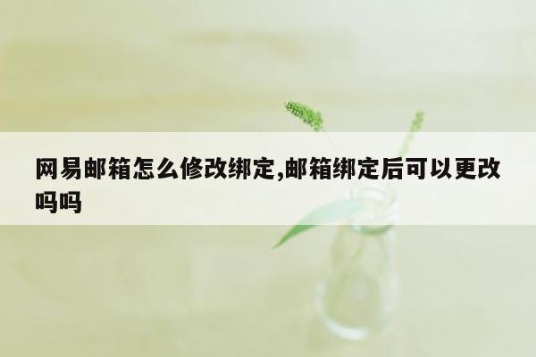 网易邮箱怎么修改绑定,邮箱绑定后可以更改吗吗