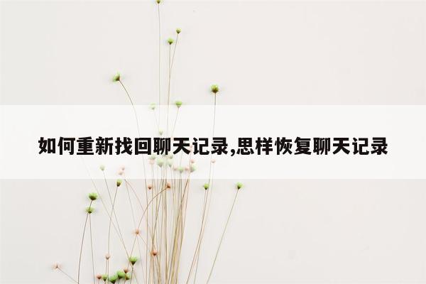 如何重新找回聊天记录,思样恢复聊天记录