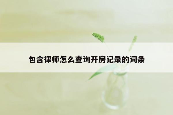 包含律师怎么查询开房记录的词条