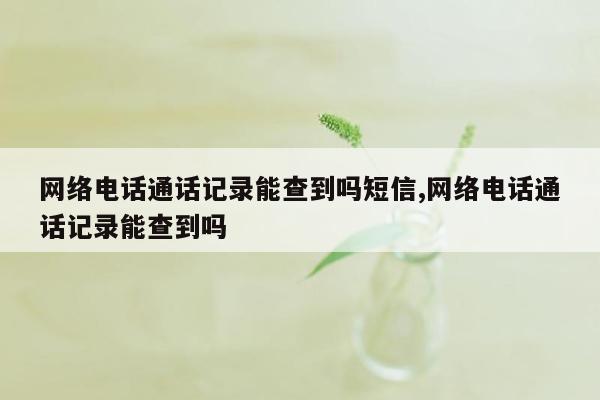 网络电话通话记录能查到吗短信,网络电话通话记录能查到吗