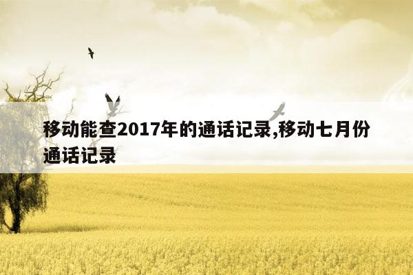 移动能查2017年的通话记录,移动七月份通话记录