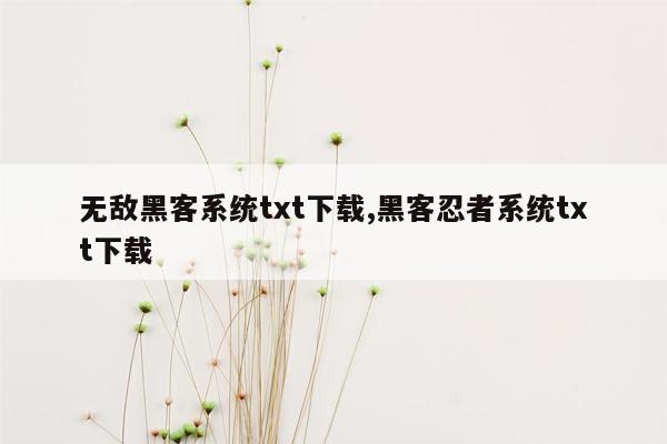 无敌黑客系统txt下载,黑客忍者系统txt下载