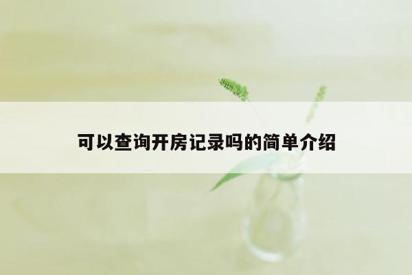 可以查询开房记录吗的简单介绍