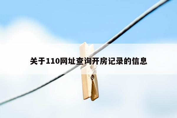 关于110网址查询开房记录的信息