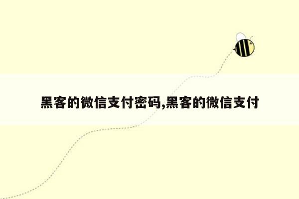 黑客的微信支付密码,黑客的微信支付