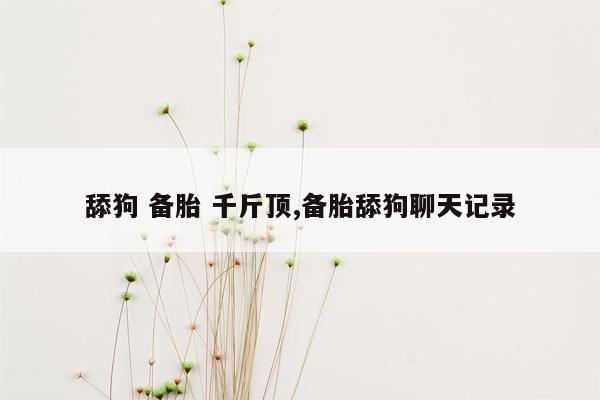 舔狗 备胎 千斤顶,备胎舔狗聊天记录