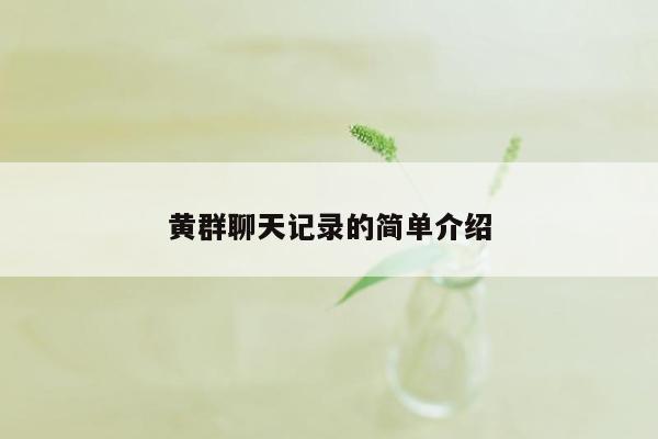 黄群聊天记录的简单介绍