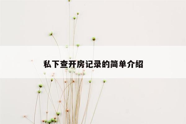 私下查开房记录的简单介绍