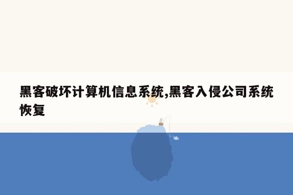 黑客破坏计算机信息系统,黑客入侵公司系统恢复